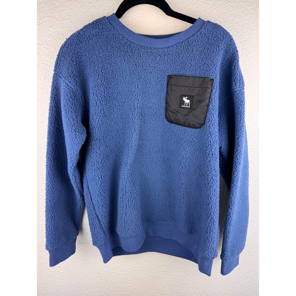 NWT Abercrombie Kids Blue‎ Sherpa Fleece Pullover Sweatshirt Sz 13 14 retro y2k